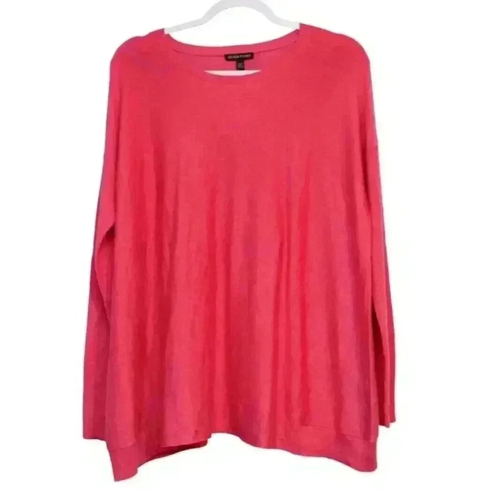 NWT Eileen Fisher Sweater Blouse Size Medium Tencel Knit Stretch Boxy Oversized